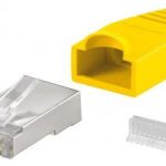 RJ45 sildovani sa kapicom I uvodnikom Zuti ,CAT 5e,STP 8P8C