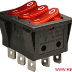 WIP Trostruki prekidac 16A/250Vac 3xOn-Off 3xSPST Crveni 34.5x28.5
